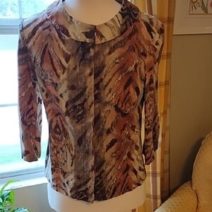 Chicos Animal Print Jacket with 3/4 Sleeves